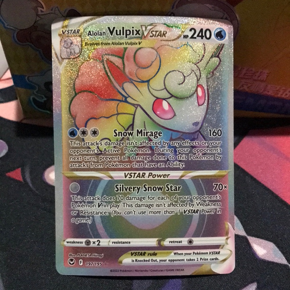 Rainbow Rare Alolan Vulpix VSTAR Pokémon Card